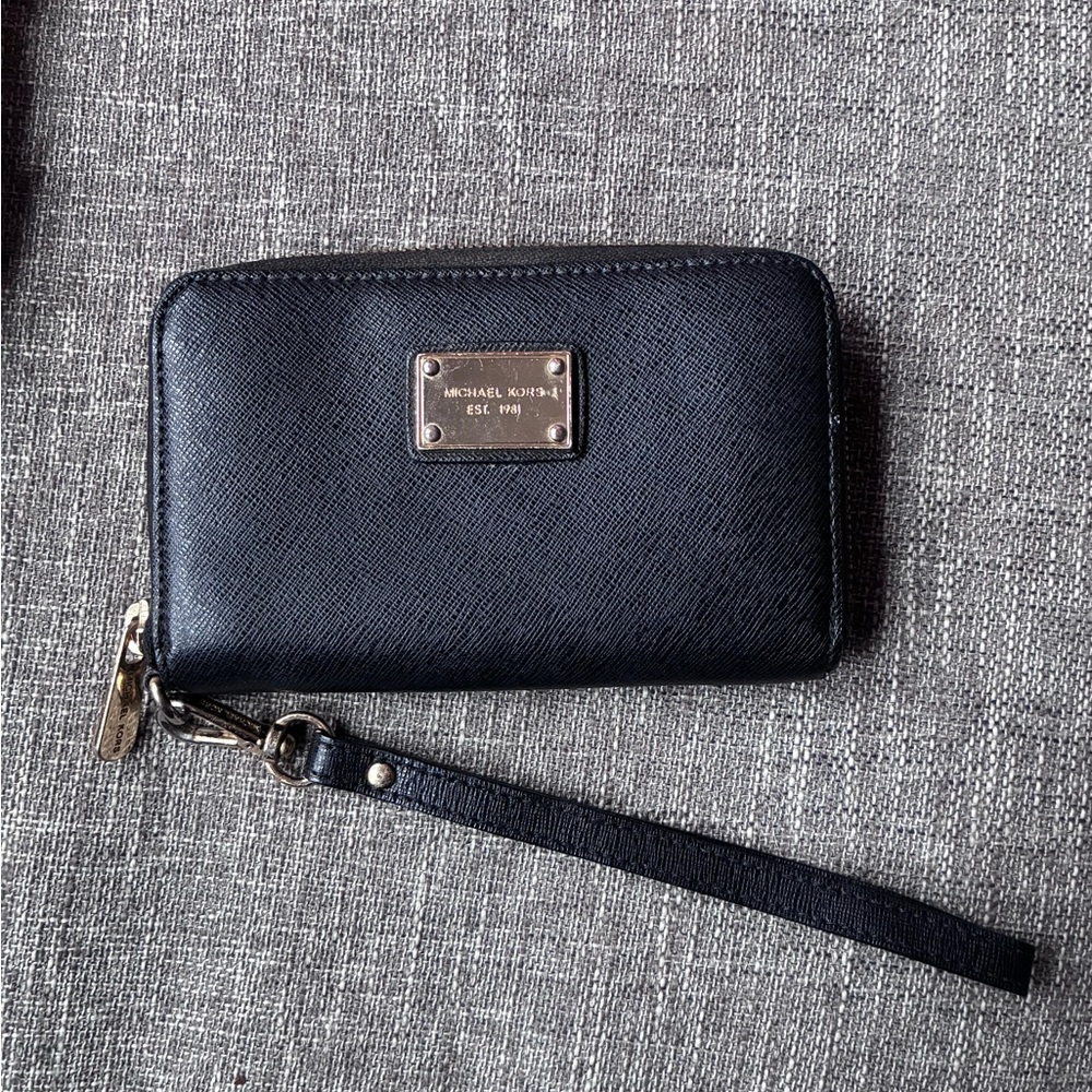 Michael Kors Black Saffiano Leather Wristlet